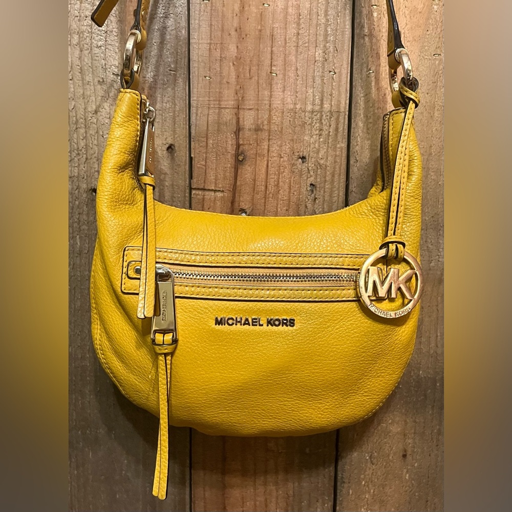 MICHAEL Michael Kors. Rhea Yellow Leather Crossbody Bag.
